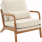Fine Beige Accent Chairs Set of 2, Upholstered Mid Century Modern Lounge Fabric Chairs Reading Chairs Side Sitting Chair Solid Wood Farmhouse Armchairs for Living Room, Bedroom, Guest Room