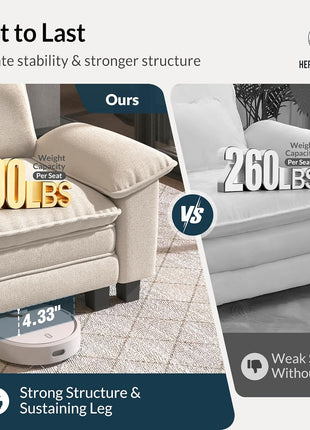 Elegant 3-Piece Modular Sectional Sofa Set in Chenille Beige for Spacious Living Rooms