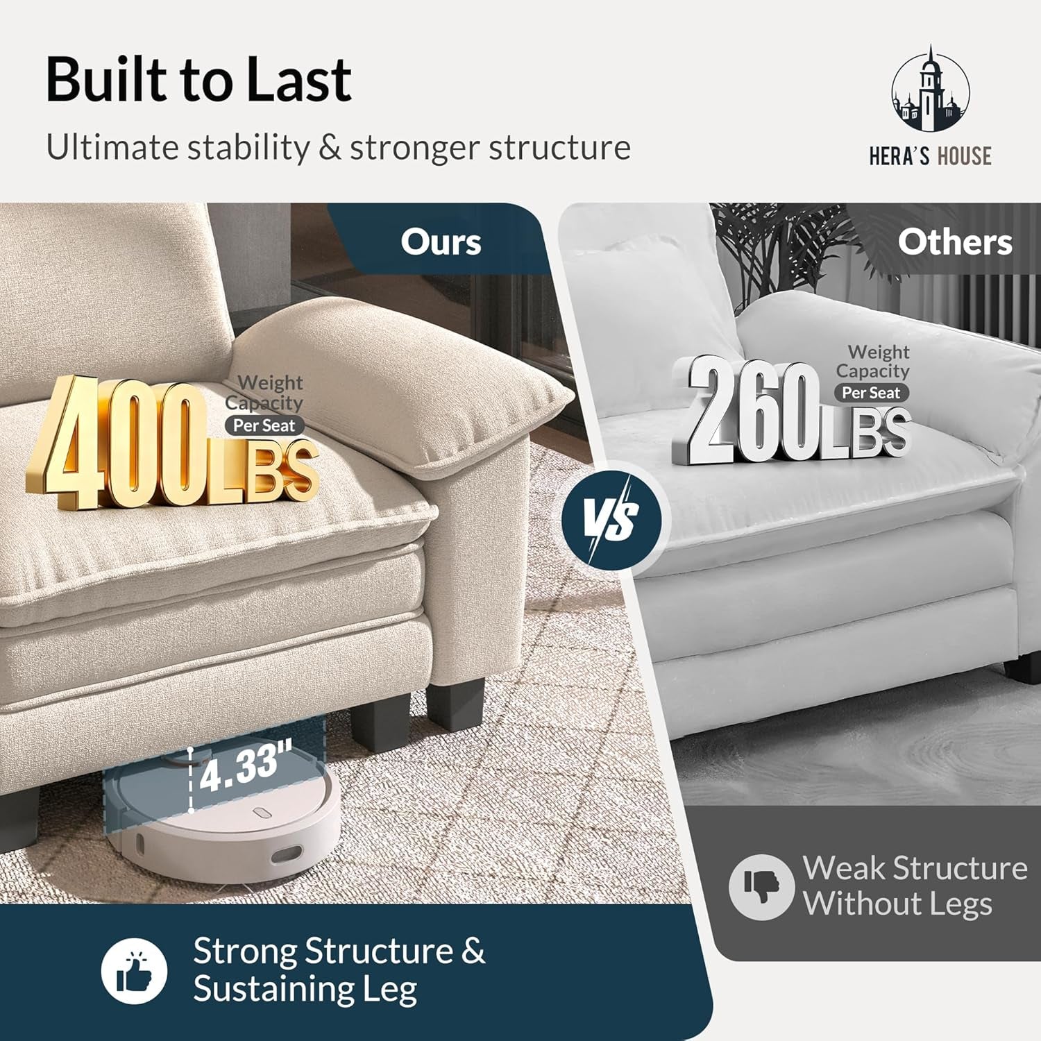 3 Pieces Modular Sectional Sofa Sets, Oversized Couch Set with Loveseats and Armchair, Comfy Cloud Couches with Throw Pillows, 6-Seater Deep Seat Sofa for Living Room, Chenille Beige