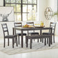 Bridson 6 Piece Dining Set, Includes Rectangular Dining Table, 4 Ladderback Chairs & Bench, Wood, 36" W X 60.13" D X 30" H, Gray