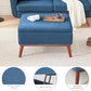 65" W Loveseat Sofa with Ottoman Coffee Table, Mid Century Modern Love Seat Couches for Living Room, Button Tufted Upholstered Small Couch for Bedroom,Easy to Install Love Seats Furniture, Blue | Linen Fabric, Button Tufted, Solid Wood Foot, Pocket Spring, Wood Slats Frame