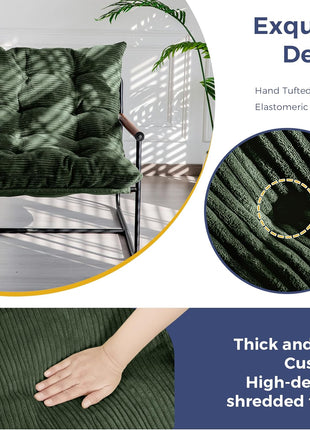 Contemporary Upholstered Accent Chair with Metal Frame and Wooden Armrests, Perfect for Living Room, Bedroom, Balcony, and Reading Nook, Dark Green
