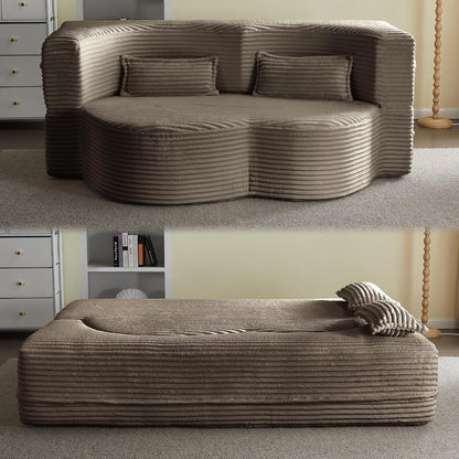 78In Sofa Couch Convertible Oversized Cloud Loveseat Minimalist Sleeper Sofa Bed for Living Room, Apartment, Office, No Assembly Required (Coffee Corduroy)