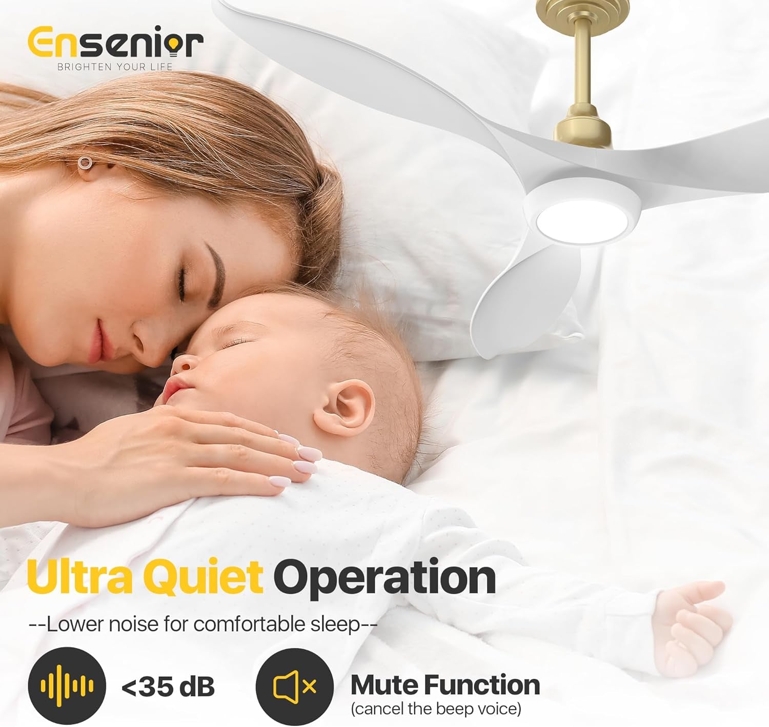 52 Inch Ceiling Fans with Lights and Remote, White Gold Ceiling Fan with Light Dimmable, 6 Speeds, 3CCT and Memory Function, Reversible DC Motor Modern Ceiling Fan for Bedroom and Living Room