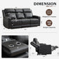 Power Reclining Sofa with Adjustable Headrest, Home Theater Seating Reclining Couch with LED Light/Outlet/Storage/Usb&Type-C, Power Loveseat Recliner Sofa for Living Room (Grey&Black, Sofa)