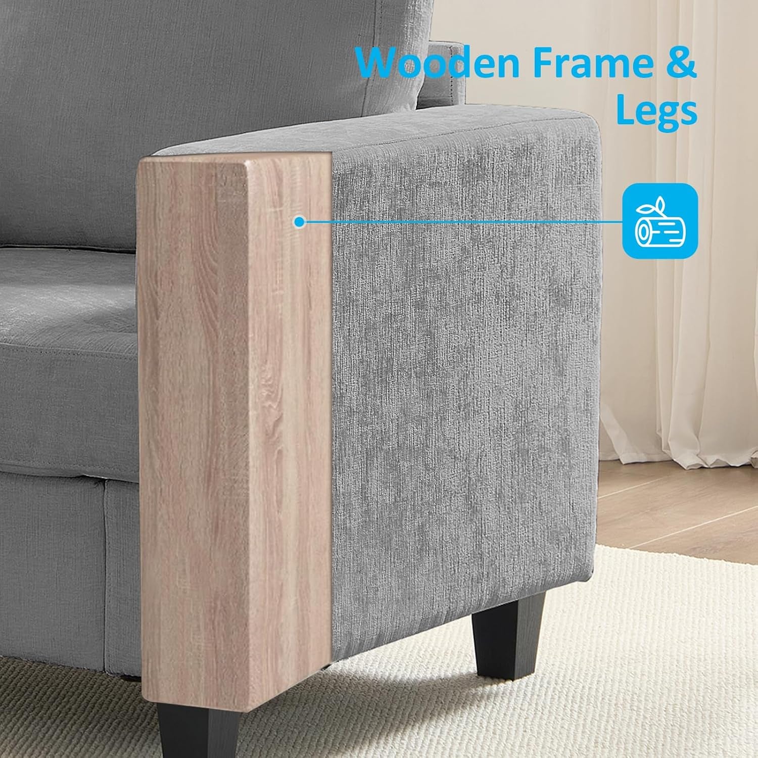 82" Width 2 Pieces Living Room Sofa Sets, 3 Seater Sofas Couch and Loveseat Set, Sofas Couches Living Room Furniture Sets, Sectional 3-Seat Sofa + Loveseat Couch Set for Home Office, Light Grey