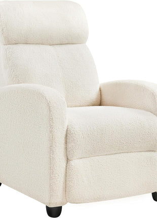 Premium PU Leather Recliner Chair with Lumbar Support, Overstuffed High-Density Foam & Pocket Springs - Push Back Recliner Armchair for Home Theater and Living Room