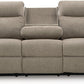Yarrow Lane Classic Chenille Manual Pull Tab Reclining Sofa with Drop down Table and USB Charging, Light Brown