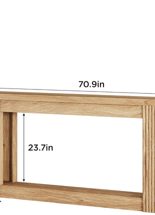 71-Inch Fluted Wooden Console Table with Dual Storage - Rectangular Entryway Table for Living Room, Hallway, and Entrance in Natural Finish