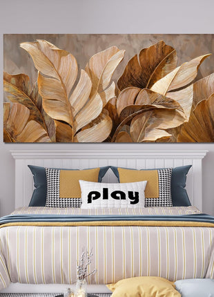 Botanical Canvas Wall Art - Contemporary Brown Artwork for Living Room, Bedroom, and Office Decor - 20" x 40