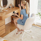 Vanity Chair with Wheels Armless, White Vanity Chair with Back,Ultra-Plush Fleece Cute Desk Chair, Small Office Chair Height Adjustable,For Make-Up Room,Bedroom