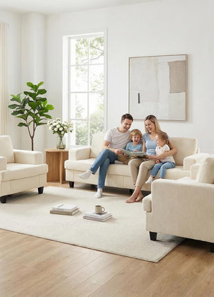 Chic 6-Piece Chenille Sectional Sofa Set for Comfortable Gatherings and Modern Living Decor