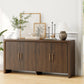 63" Buffet Cabinet with 4 Doors and Adjustable Shelves, Sideboard Buffet Cabinet with Storage, Wood Kitchen Console Table, Modern Coffee Bar for Kitchen, Living Room, Hallway (Walnut)