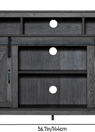 Rustic Farmhouse Coffee Bar Cabinet with Integrated Power Outlet, Wooden Sideboard Buffet Storage for Dining and Living Areas, Weathered Grey Finish