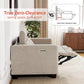 88.6'' Reclining Sofa, Wall Hugger Power Recliner Sofa with Adjustable Headrest, USB a & C Charge Ports, Wood Legs, for Living Room (Fabric, HL198M3) (Beige, 3-Seater)