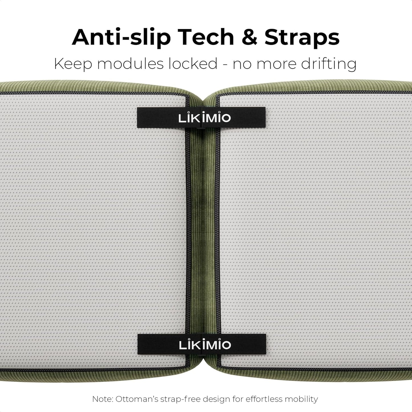 118" Modular Sectional Sofa with Ottoman, L-Shaped Boneless Couch with Deep Seat for Living Room, No Assembly Required, Corduroy Upholstery, Olive Green