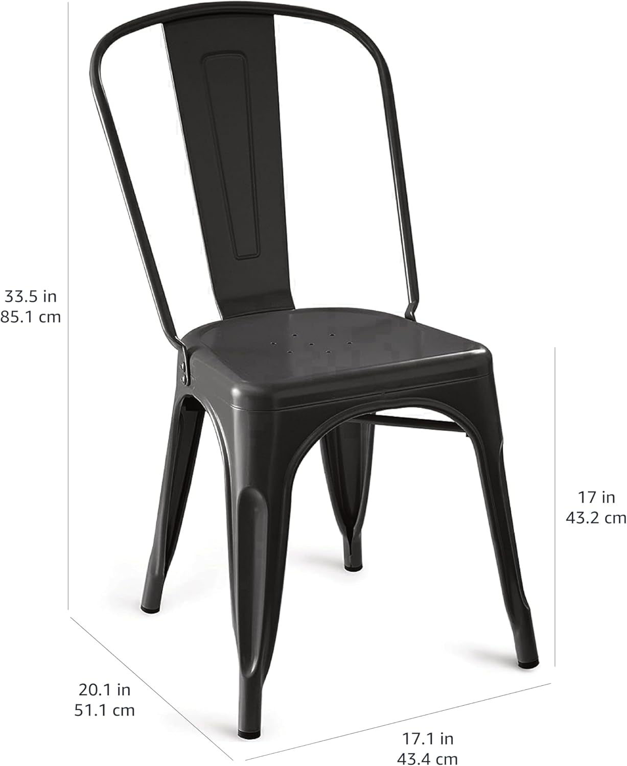 Metal Dining Chairs, Matte Black, 1 Count (Pack of 4)
