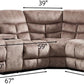 Manual Reclining Sectional Sofa Set for Living Room, Soft Fabric Recliner Corner Sectional Couch with Center Console, Cup Holder and Storage, Brown