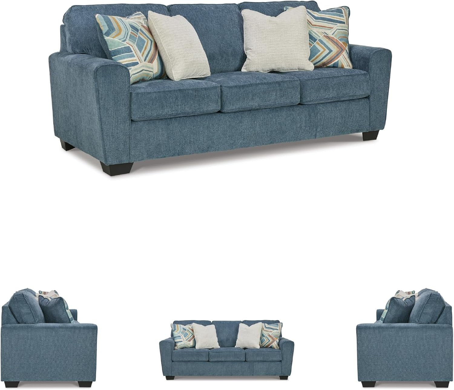 Cashton Casual 2-In-1 Sofa Sleeper with Folding Gel Memory Foam Mattress, Queen, Blue