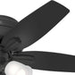 42 Inch Indoor Ceiling Fan with LED Lights - Black Ceiling Fan with Pull Chain, for Bedroom or Living Room, Low Profile Mount, No Remote, 5 Blades, Includes Bulbs - Newsome 52393, Matte Black