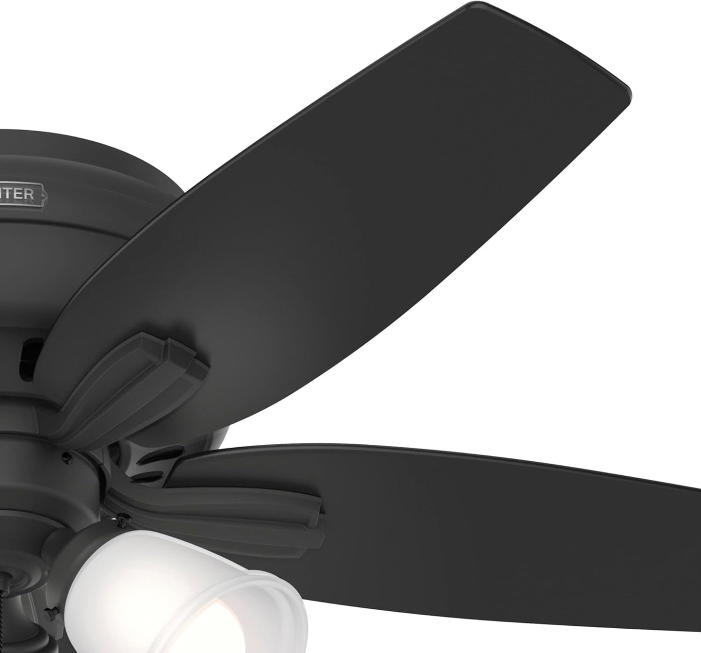 42 Inch Indoor Ceiling Fan with LED Lights - Black Ceiling Fan with Pull Chain, for Bedroom or Living Room, Low Profile Mount, No Remote, 5 Blades, Includes Bulbs - Newsome 52393, Matte Black