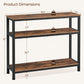 Industrial Console Table, 3 Tier Entryway Table with Storage Shelves, Narrow Sofa Tables for Living Room, Foyer, Hallway, Entrance, Metal Frame, Rustic Brown