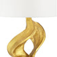 Hera Modern Glam Luxury Table Lamp Decor 31" Tall Sculptural Gold Leaf White Fabric Drum Shade Marble Base for Living Room Bedroom House Bedside Nightstand Home Office Entryway