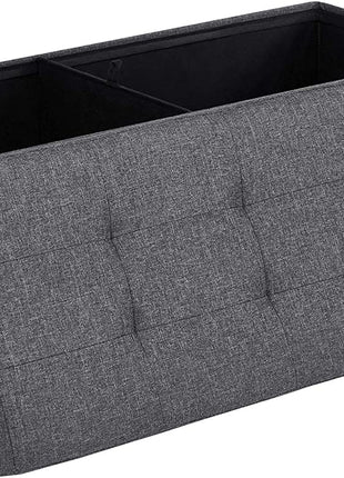 MAZIE Collection 43-Inch Folding Storage Ottoman Bench - Functional Footrest and Storage Solution for Living Room, Bedroom, and Entryway, Dark Gray, 660 lb Capacity