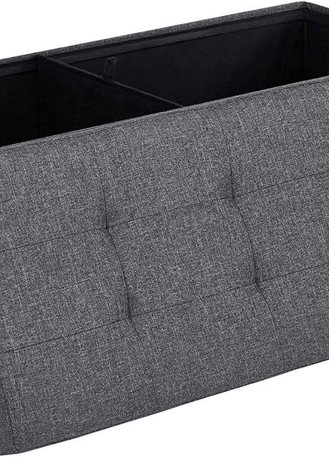 MAZIE Collection 43-Inch Folding Storage Ottoman Bench - Functional Footrest and Storage Solution for Living Room, Bedroom, and Entryway, Dark Gray, 660 lb Capacity