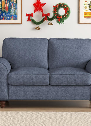 57-Inch Blue Upholstered Loveseat Sofa for Living Room, Apartment, and Office Environments