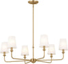 Pallas 6-Light Chandelier in Brushed Natural Brass, Classic Ceiling Light Fixture with Optional Linen Tapered Shades for Foyer, Living Room, or Dining Room, (32.25" W X 13.75" H), 52516BNB