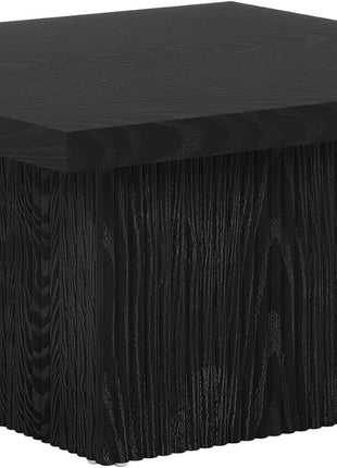 Tribesigns 31.5-Inch Fluted Square Coffee Table in Black Finish, Mid-Century Modern Design, Large Living Room Cocktail Table with Easy Assembly