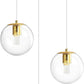 3-Light Modern Gold Pendant Light Hanging Fixture Light for Kitchen Island Mid Century Globe Pendant Light Glass Chandelier for Living Room Bedroom Entryway