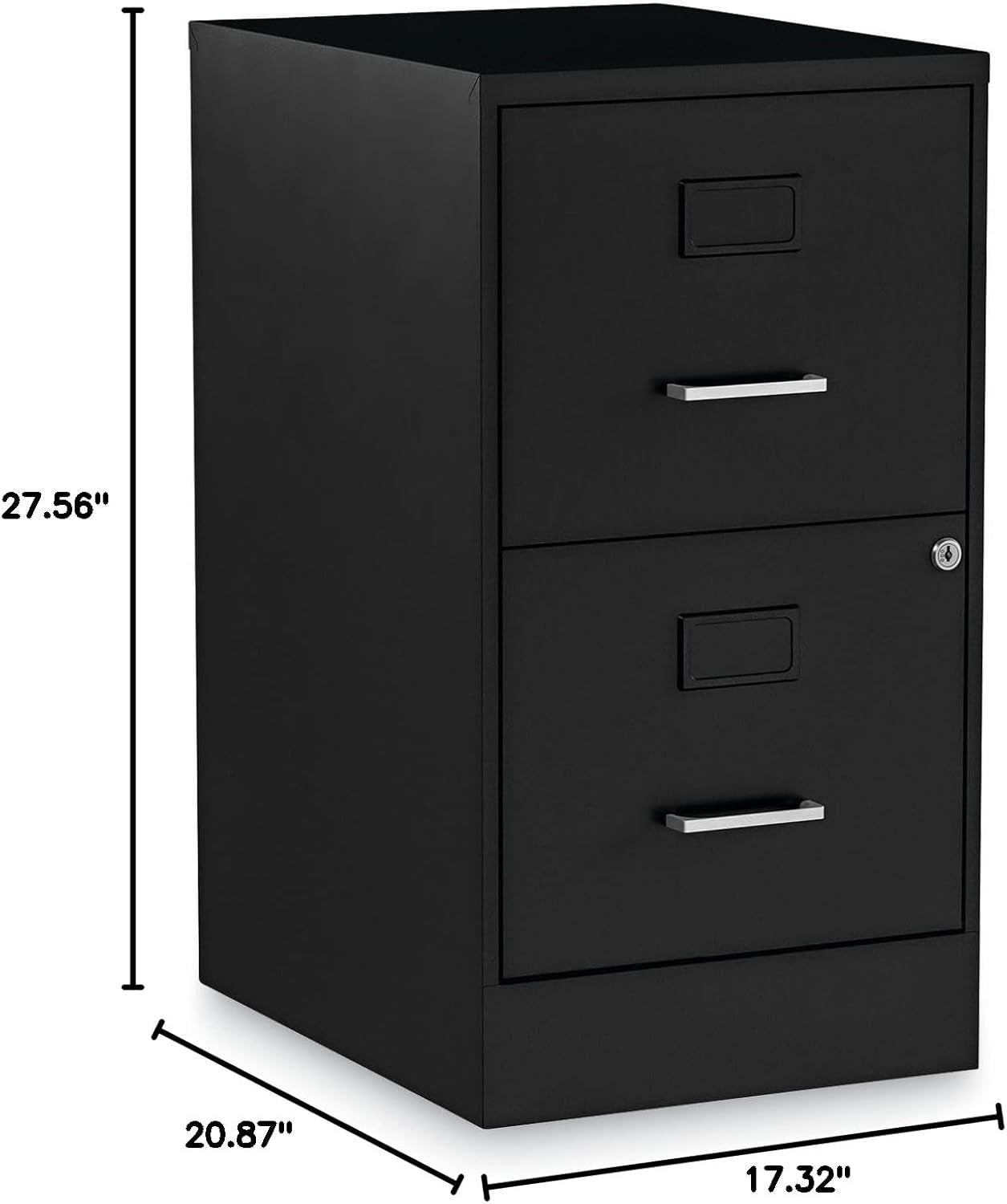 Soho Vertical File Cabinet, 2 Drawers: File/File, Letter, Black, 14" X 18" X 24.1"