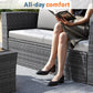4 Piece Patio Furniture Set, Wicker Outdoor Patio Conversation Furniture Set, All Weather Outdoor Patio Sofa with Cushion and Glass Table, Ash Gray