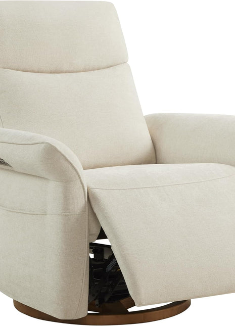 Electric Triple-Motor Power Recliner Chair with Swivel Glider, Adjustable Headrest and Lumbar Support, GREENGARD Gold Certified, Solid Wood Base, Linen Upholstery