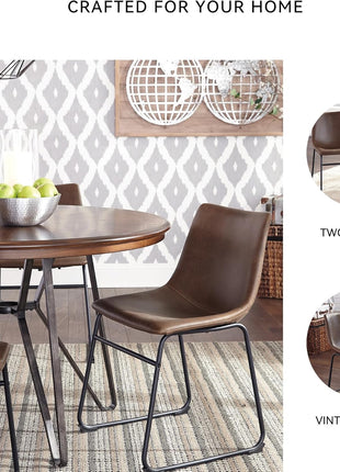 Signature Design by Ashley Centiar Mid-Century Dining Bucket Chairs, Set of 2, Black and Brown