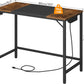 Computer Desk, Home Office Desk with Power Outlet, Modern Study Writing Desk with 3 Hooks for Study Room, Home Office, Sturdy and Stable, Easy to Assemble, Rustic Brown and Black BF40UDN01