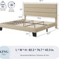King Size Platform Bed Frame with Fabric Upholstered Headboard and Wooden Slats Support, Fully Upholstered Mattress Foundation/No Box Spring Needed/Easy Assembly, Beige