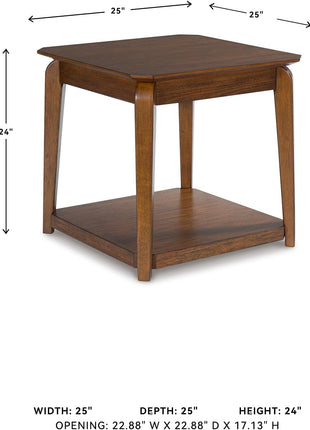 Trenmour Mid-Century Modern End Table with Open Lower Shelf in Light Brown Finish by Signature Design by Ashley