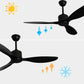 52-Inch Ceiling Fan No Lights Remote Control Low Profile 3 Blades Reversible DC Motor, Black
