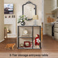 Console Table, 12 Inch Narrow Entryway Table for Living Room, 31.5 Inch Modern Industrial Sofa Table with 3-Tier Storage Shelves for Corridor, Hallway, White Marble