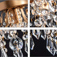 Mini Chandelier Crystal Ceiling Light,Small Flush Mount Gold Light Fixture for Entryway Bedroom Barthroom Hallway Closet E26