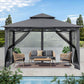 Outdoor Garden Gazebo for Patios with Stable Steel Frame and Netting Walls (10X12,Dark Gray)