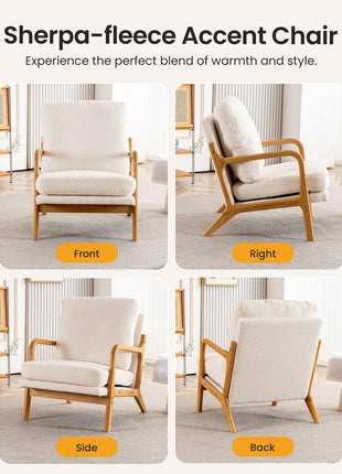 Mid-Century Modern Accent Chair - 23” Wide Comfortable Lounge Chair for Living Room and Bedroom with Detachable Cover and 5.5" Foam Cushion