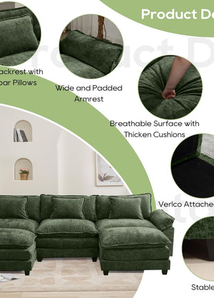 Ultimate Comfy Cloud 120" Modular Sectional Sofa with Ottoman - Ideal for Cozy Living Room Spaces