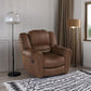 Leather Recliner Chair, Classic and Traditional Manual Recliner Chair with Comfortable Arms and Back Single Sofa for Living Room, Nut Brown