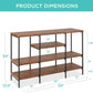 Large Console Table, 4-Tier 55In Rustic, Industrial Sofa Table Storage for Living Room, Entryway, Foyer, Hallway W/Eva Non-Scratch Feet, Steel Frame - Brown