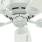 48 Inch Outdoor or Indoor Ceiling Fan No Light - Low Profile Mount, White Ceiling Fan without Light, for Patio, Porch, Garage, or Living Room, 5 Blades, Pull Chain - Sea Wind 53119, White