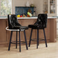 Swivel Barstools Set of 4, 26’’H Modern Counter Height Barstool with Metal Legs,Faux Leather Upholstered Bar Stools with Back for Kitchen Island, Dining Room, Pub - Black